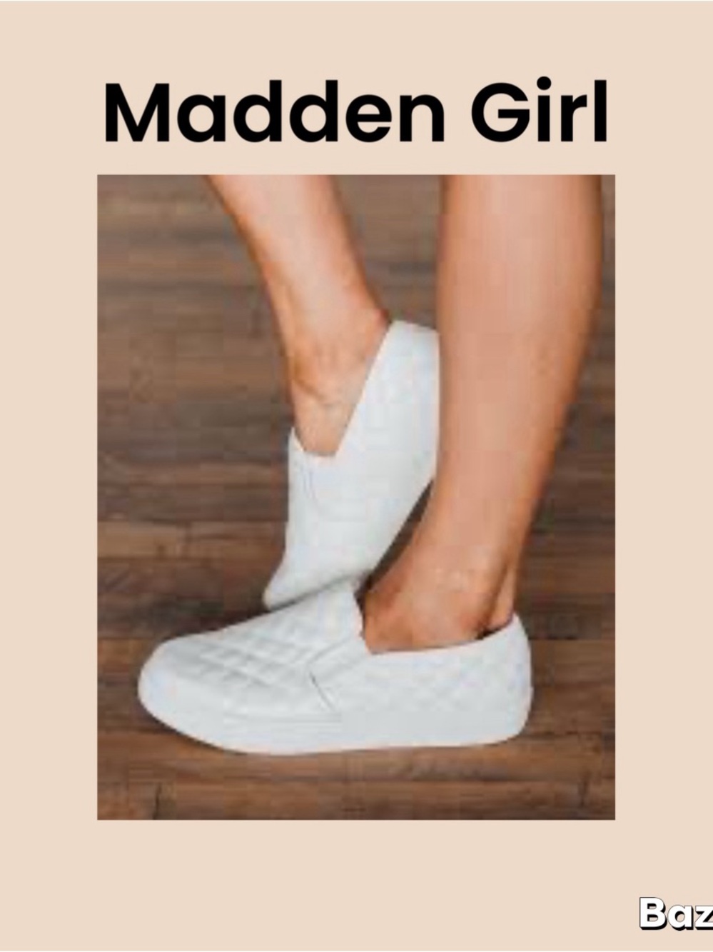 Madden Girl Quilted White Slip-On Sneakers Size 9m